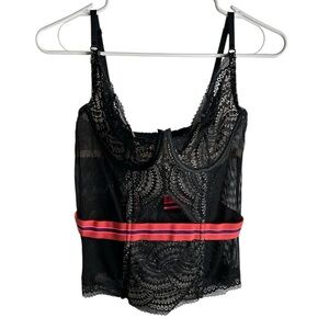 Victoria Secret Women’s 36D Corset Black Pink Coquette Sexy 1592